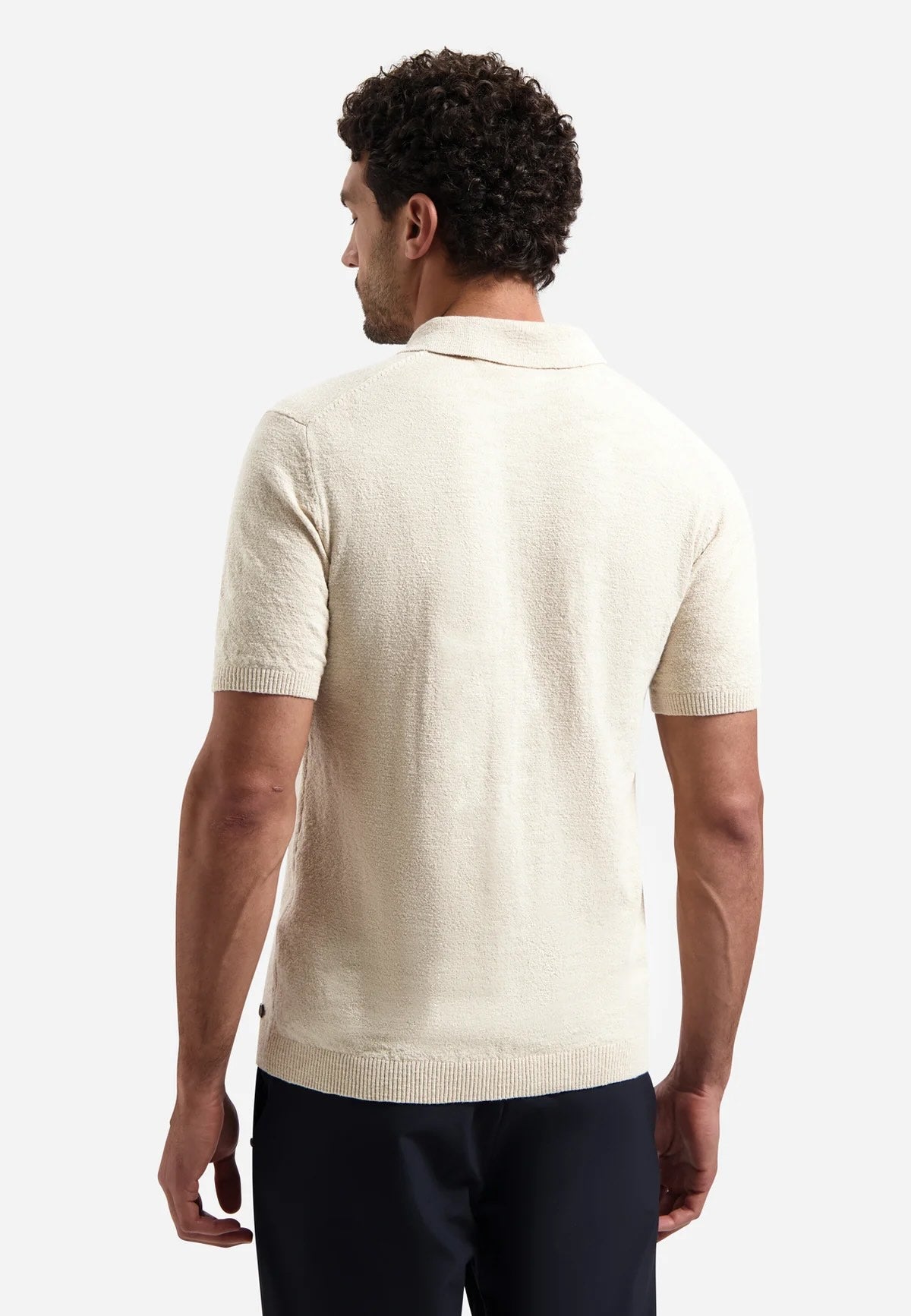 Polo gebreid met rits - beige
