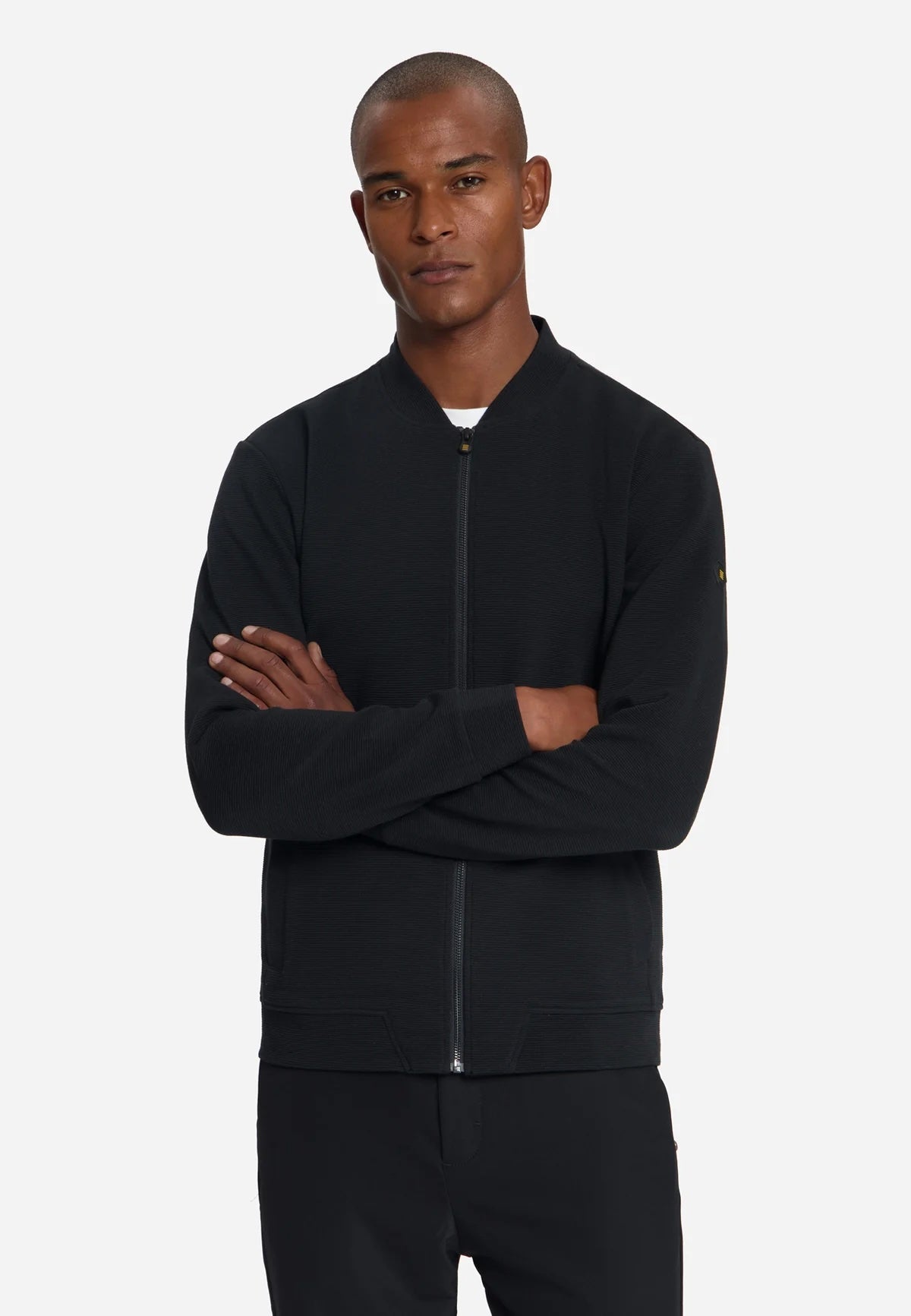 Vest sweat met rits - zwart