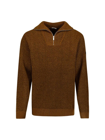 Trui chenille met halve rits - caramel