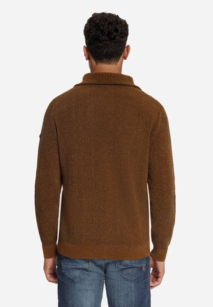 Trui chenille met halve rits - caramel