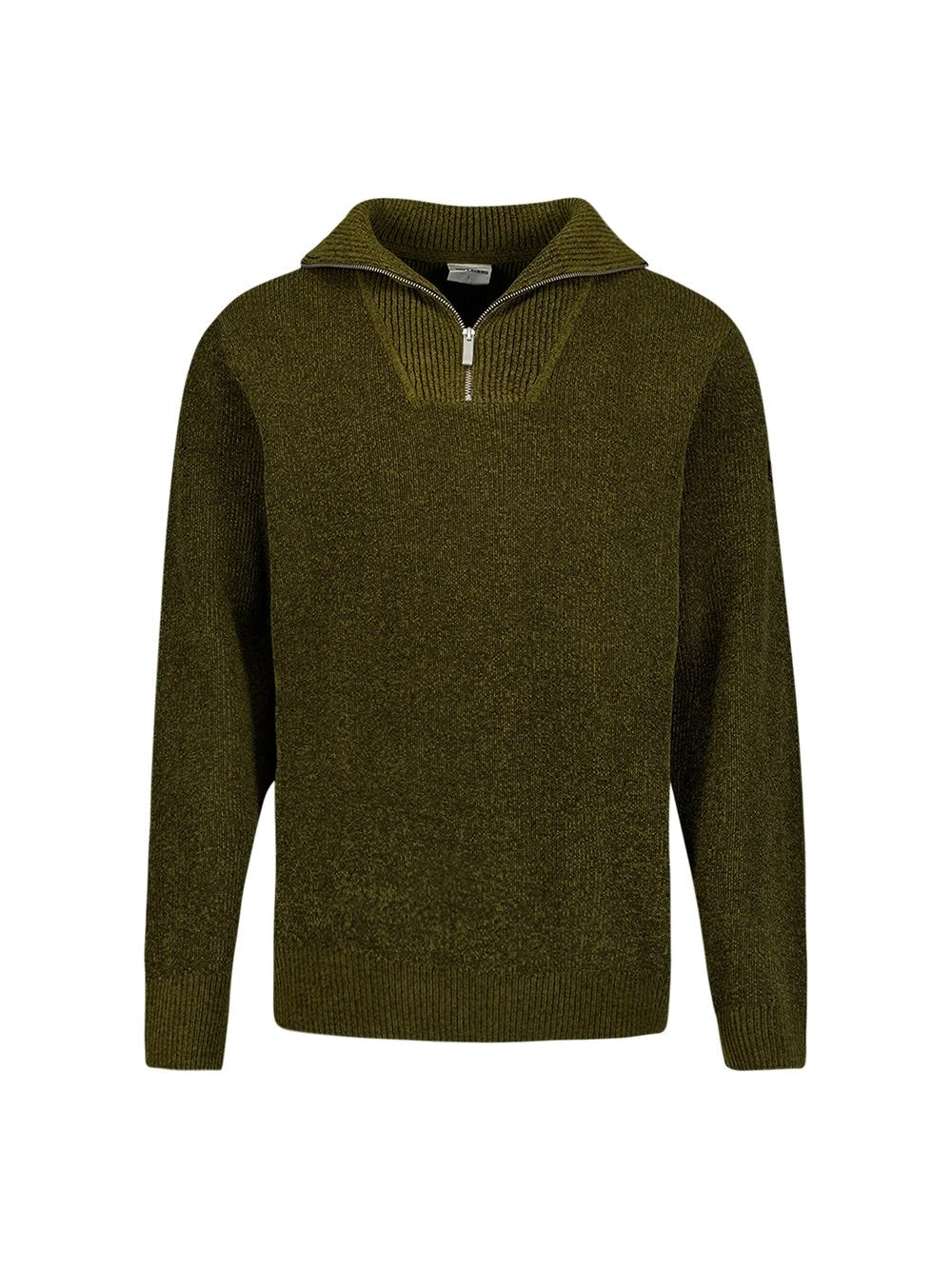 Trui chenille met halve rits - moss