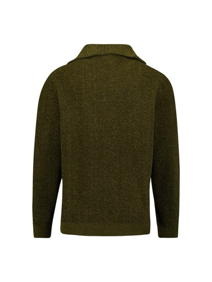 Trui chenille met halve rits - moss