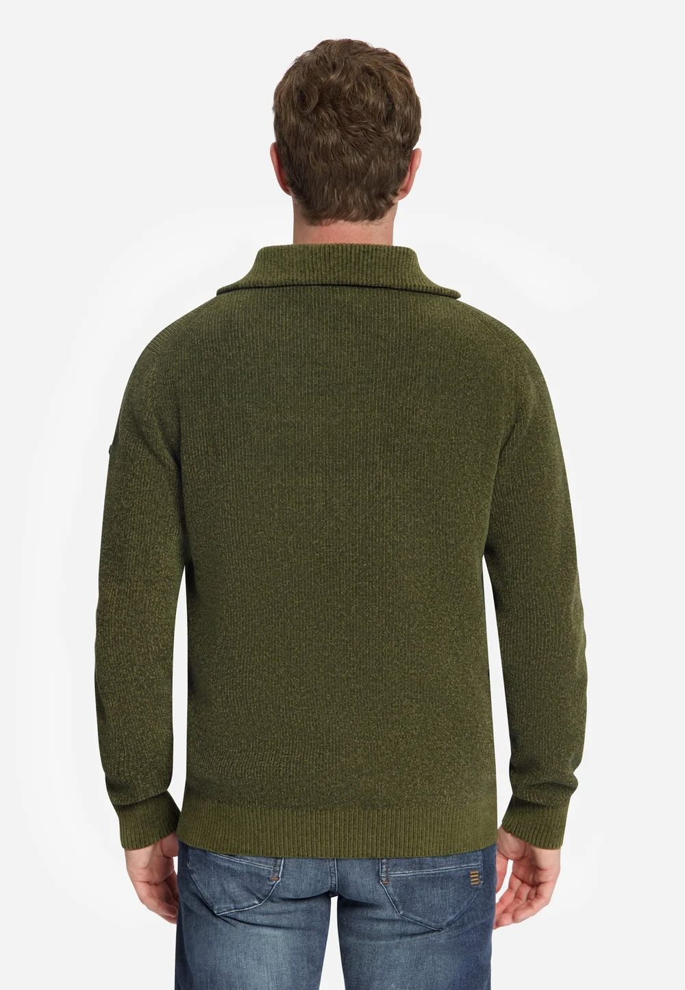 Trui chenille met halve rits - moss