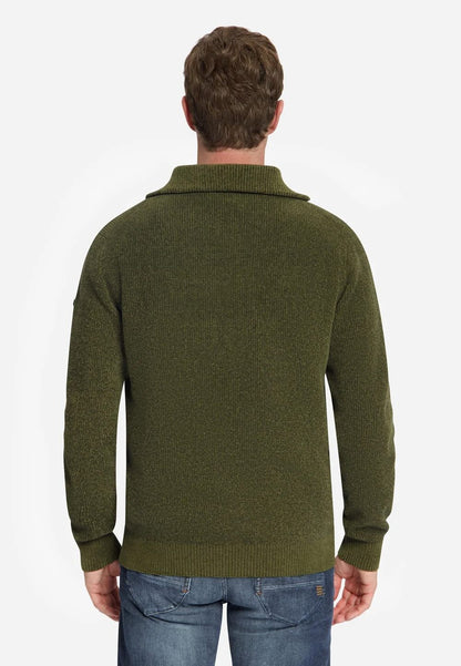 Trui chenille met halve rits - moss