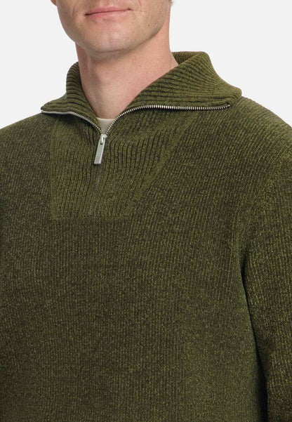 Trui chenille met halve rits - moss