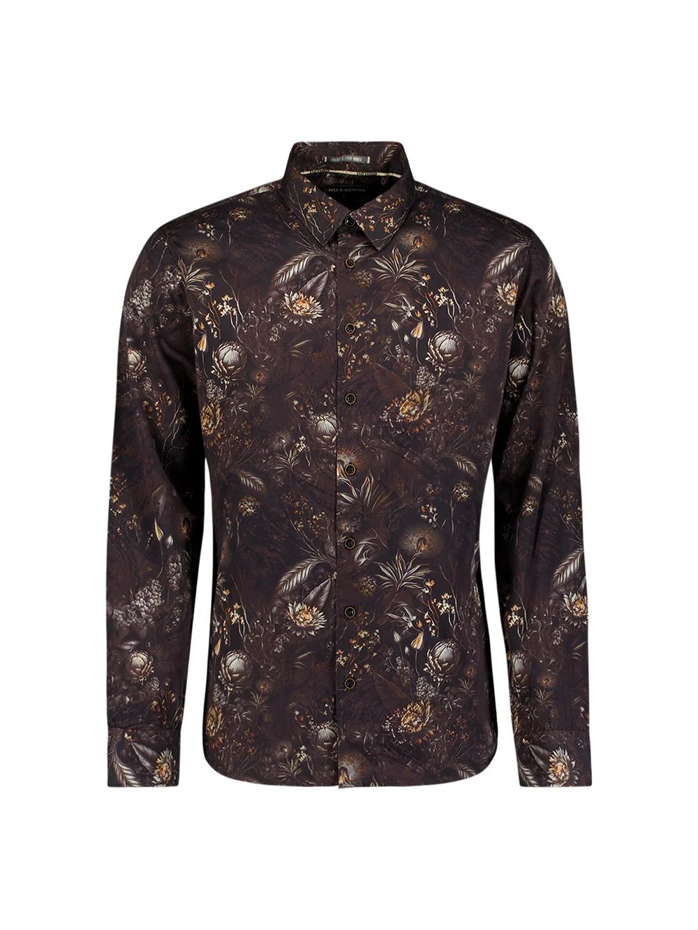 Overhemd allover print - bruin/zwart