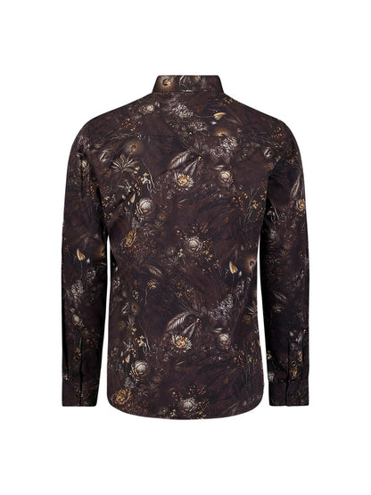 Overhemd allover print - bruin/zwart