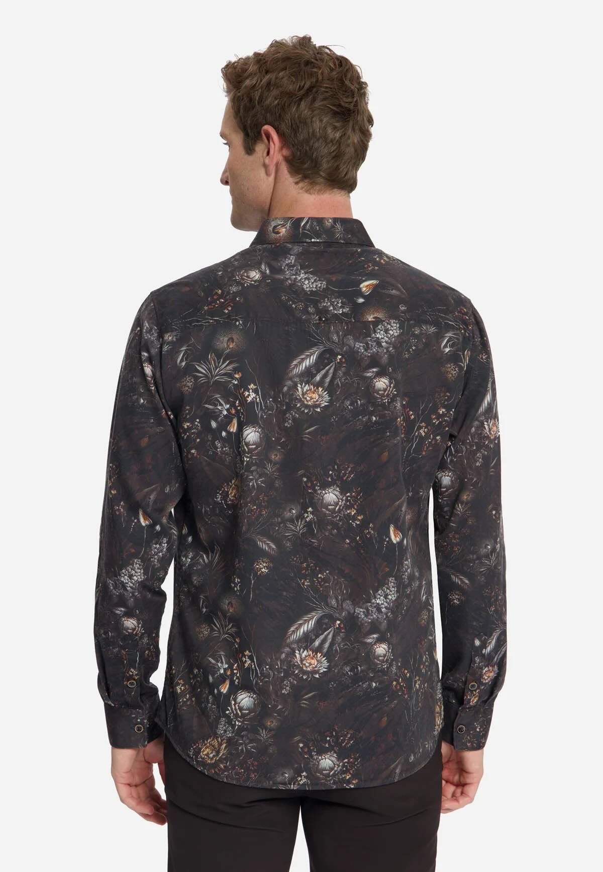 Overhemd allover print - bruin/zwart