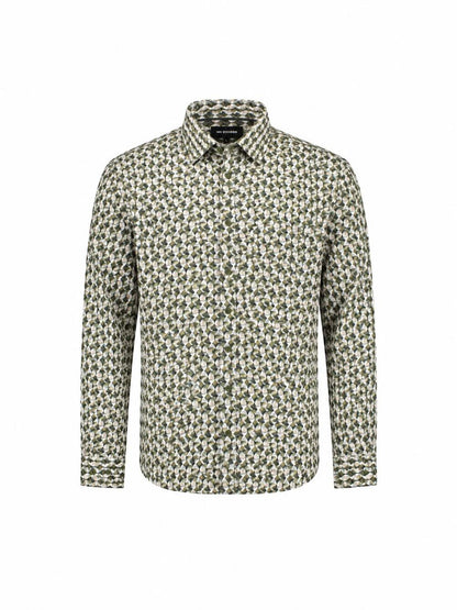 Overhemd allover print stretch - moss