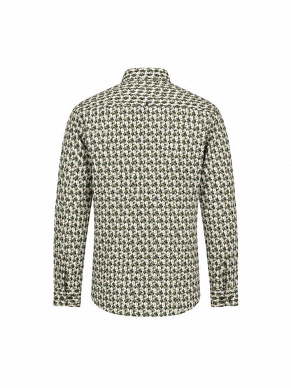 Overhemd allover print stretch - moss