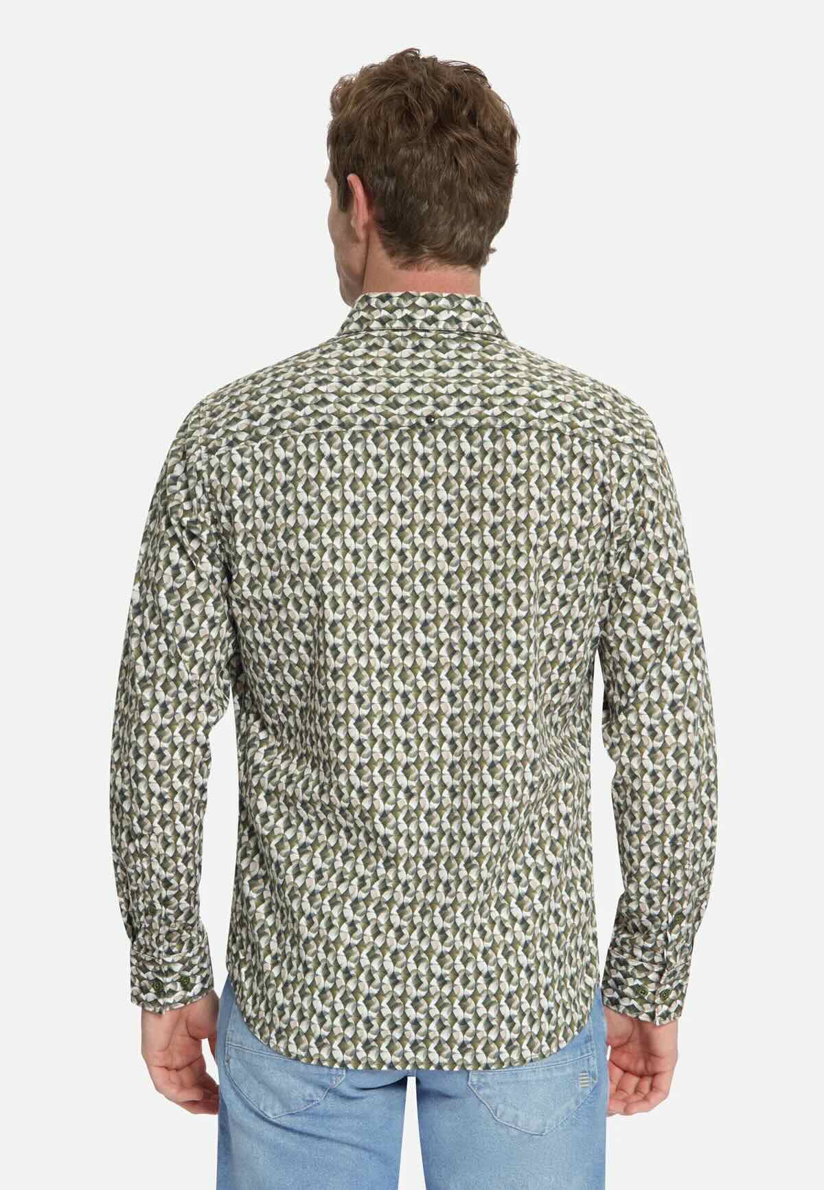 Overhemd allover print stretch - moss
