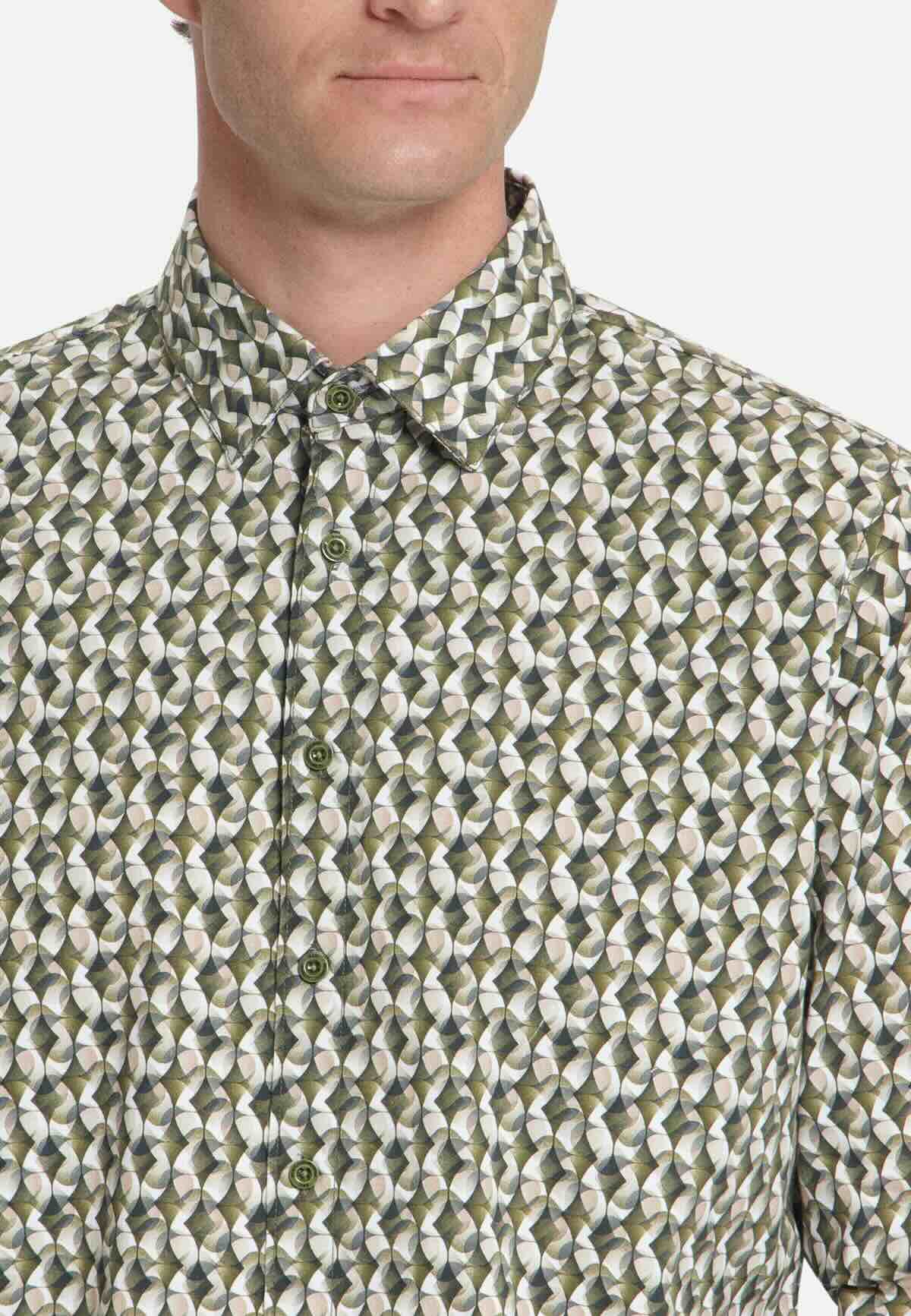 Overhemd allover print stretch - moss