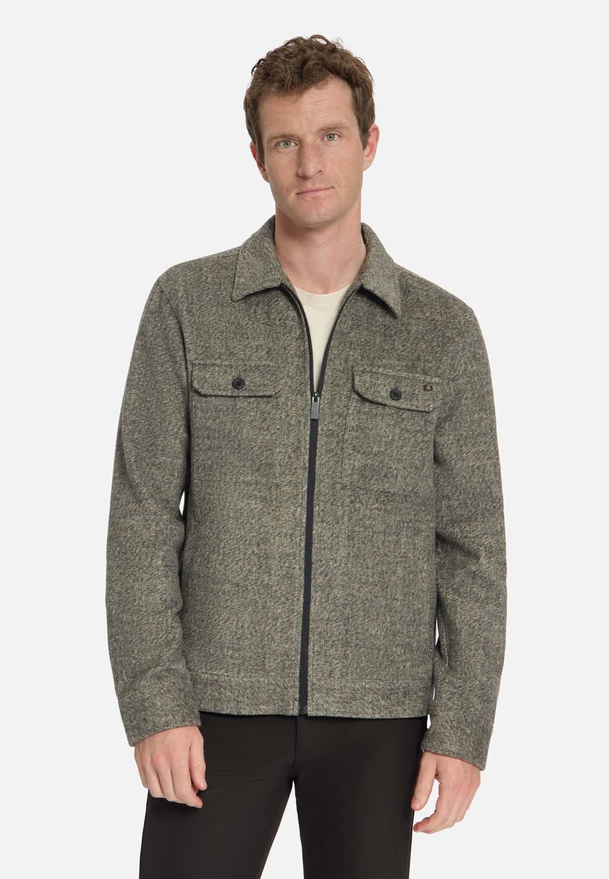 Overshirt wolmix - lichtbruin