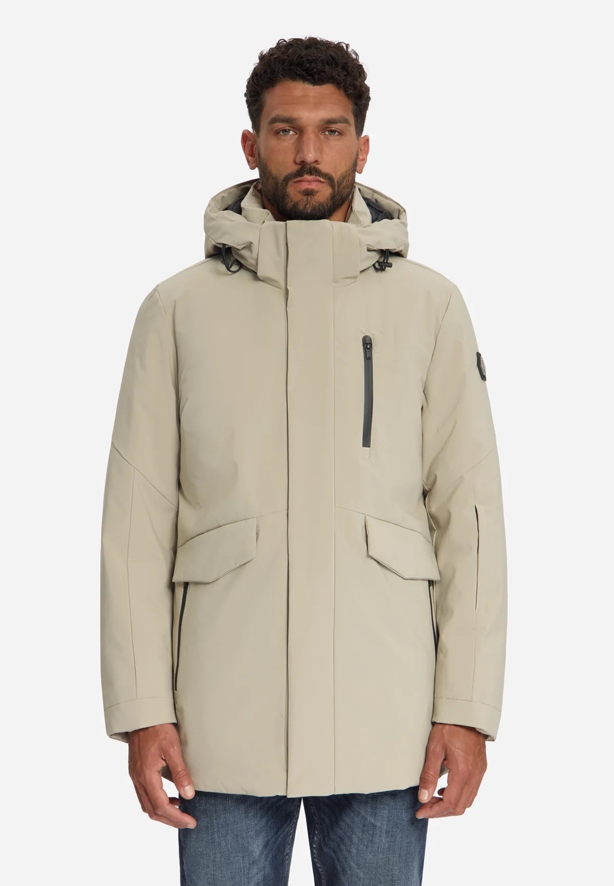 Jas parka met afneembare capuchon - stone