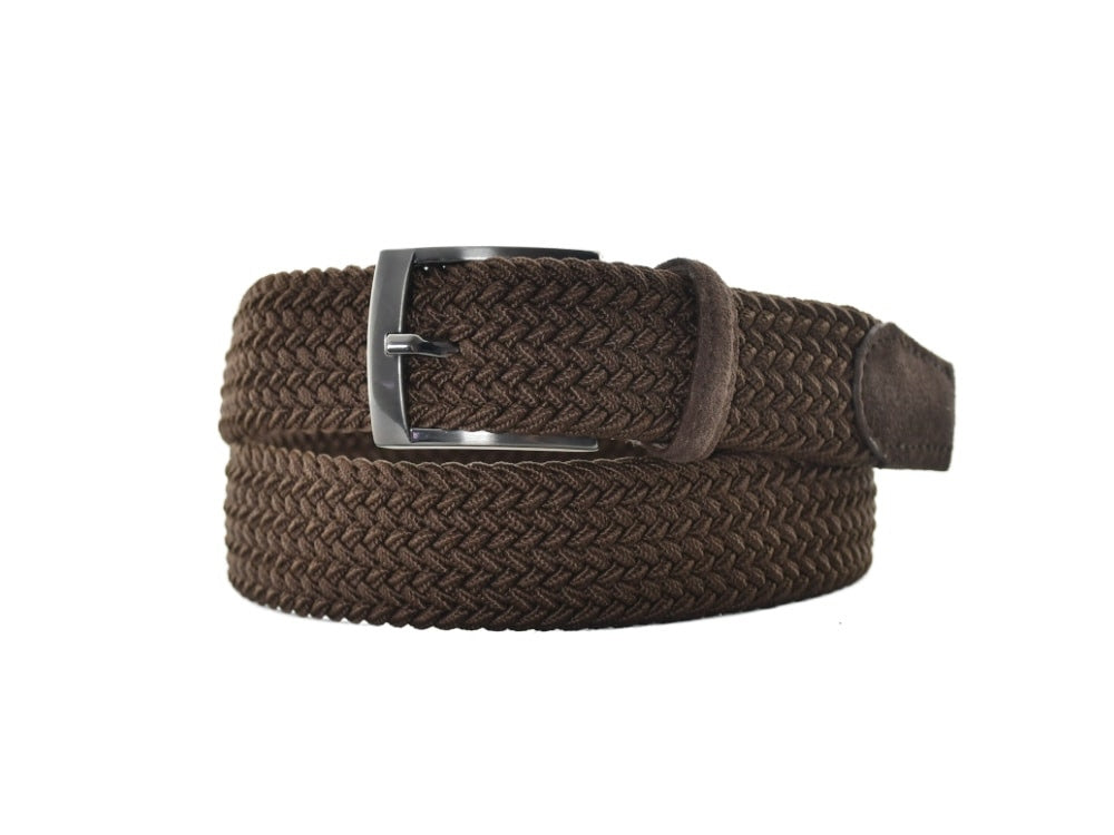 Riem vlecht stretch - bruin