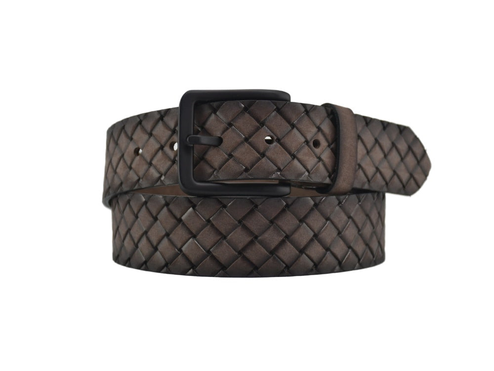 Riem suède vlechtprint - bruin