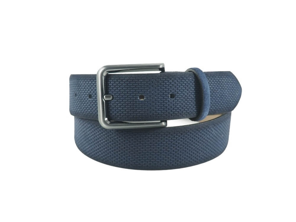 Riem suède print - blauw