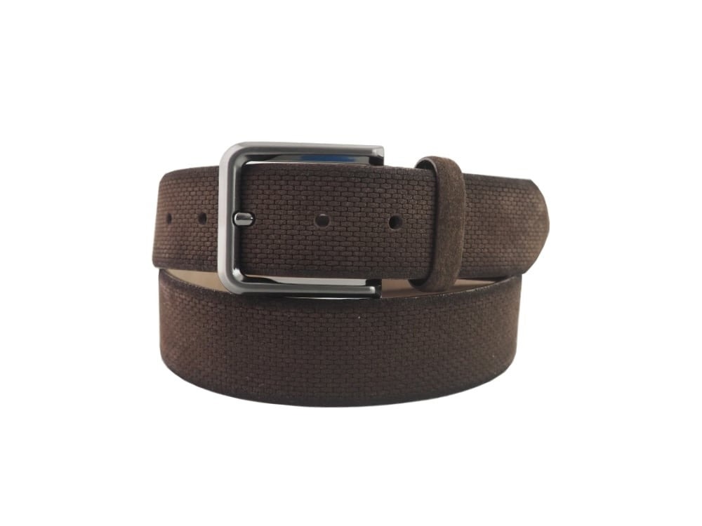 Riem suède print - bruin