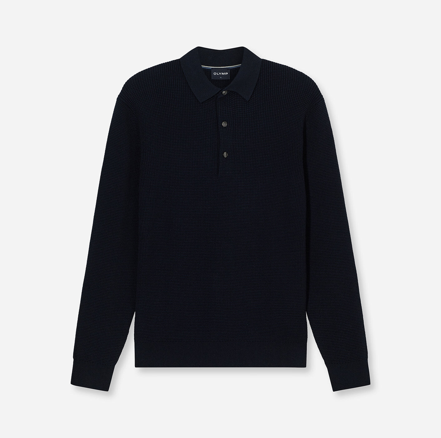 Trui met polokraag en knopen - marineblauw