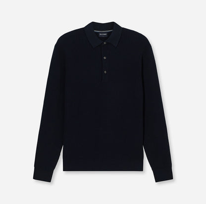 Trui met polokraag en knopen - marineblauw