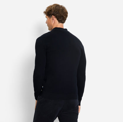 Trui met polokraag en knopen - marineblauw