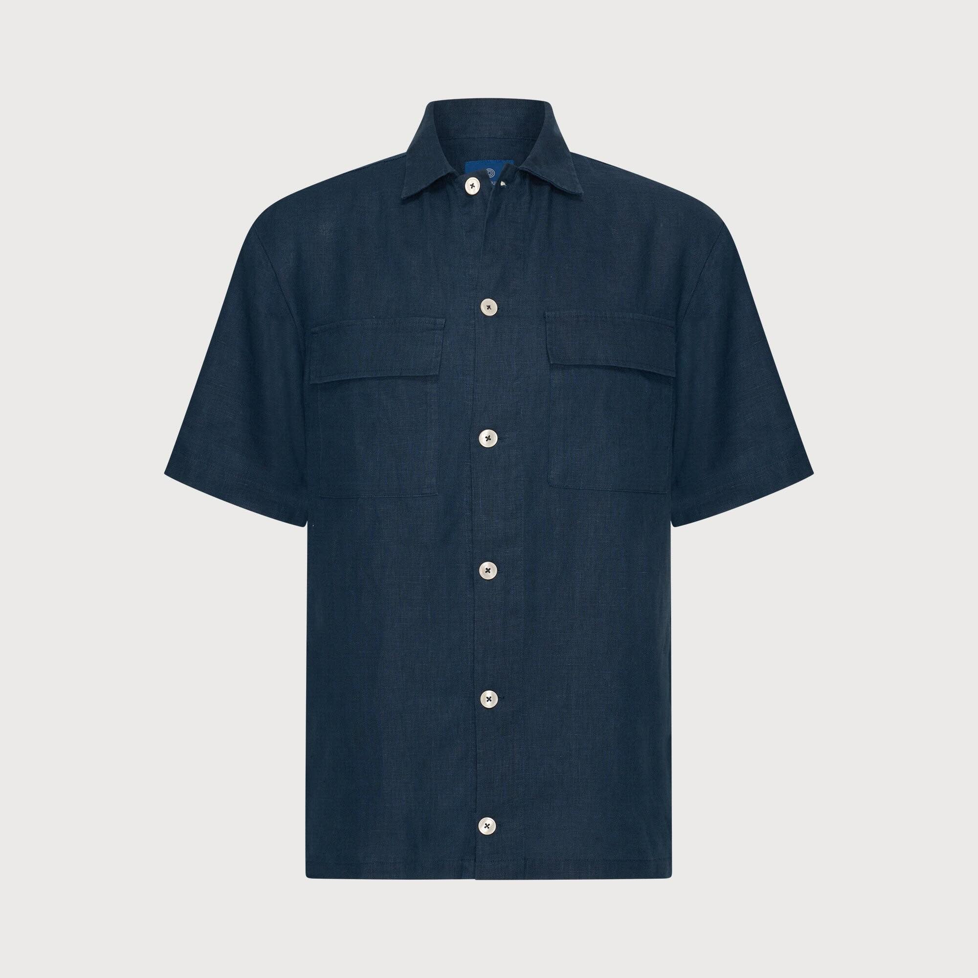 Overhemd linnen - navyblauw