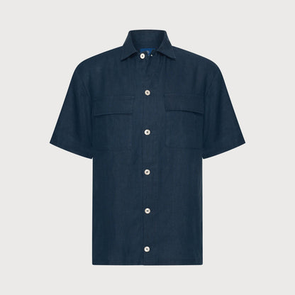 Overhemd linnen - navyblauw