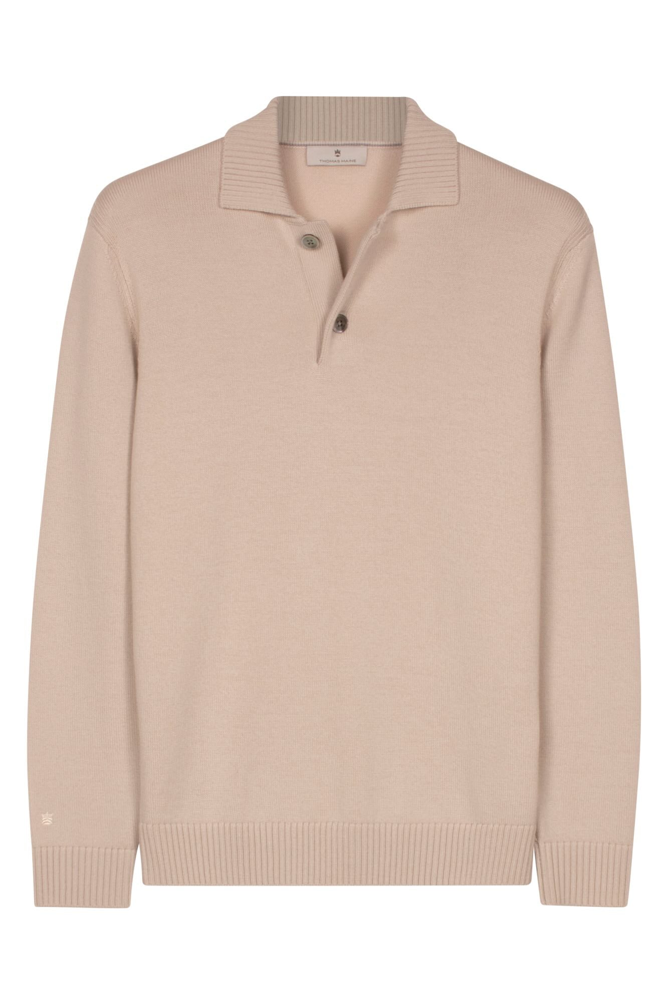Trui merino met polokraag - beige