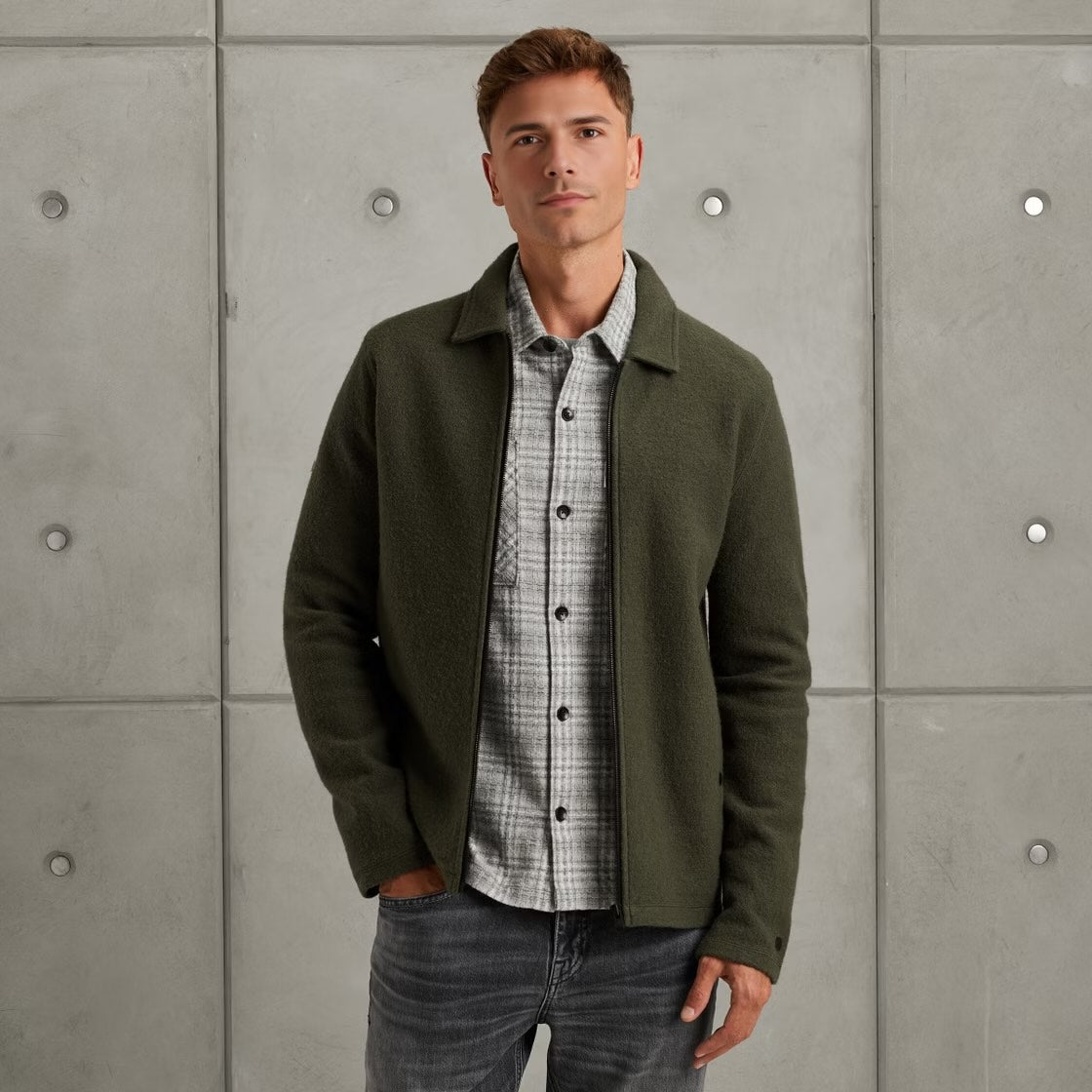 Overshirt met ritssluiting - groen