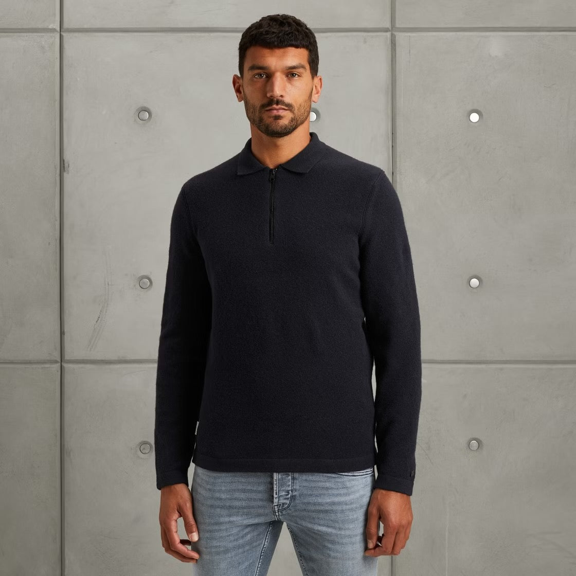 Trui polokraag met rits - blauw