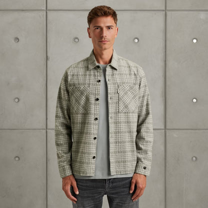 Overshirt ruit met zakken - grijs