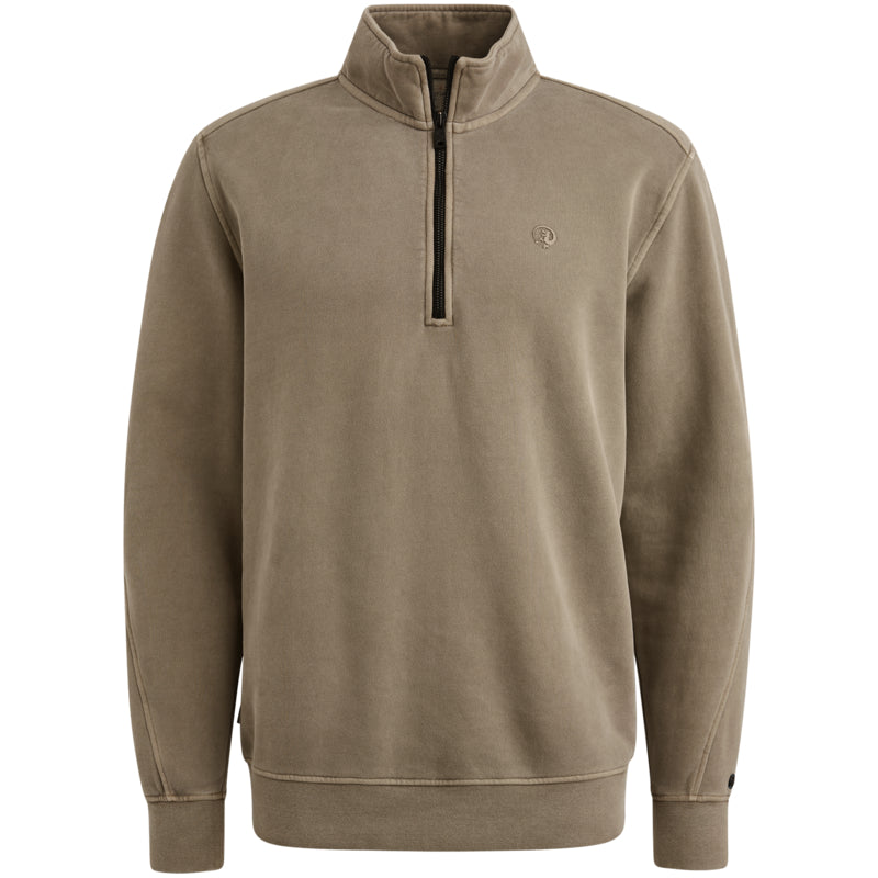 Sweatshirt met halve rits - khaki