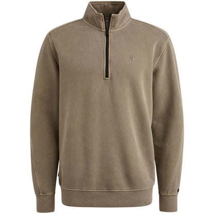 Sweatshirt met halve rits - khaki