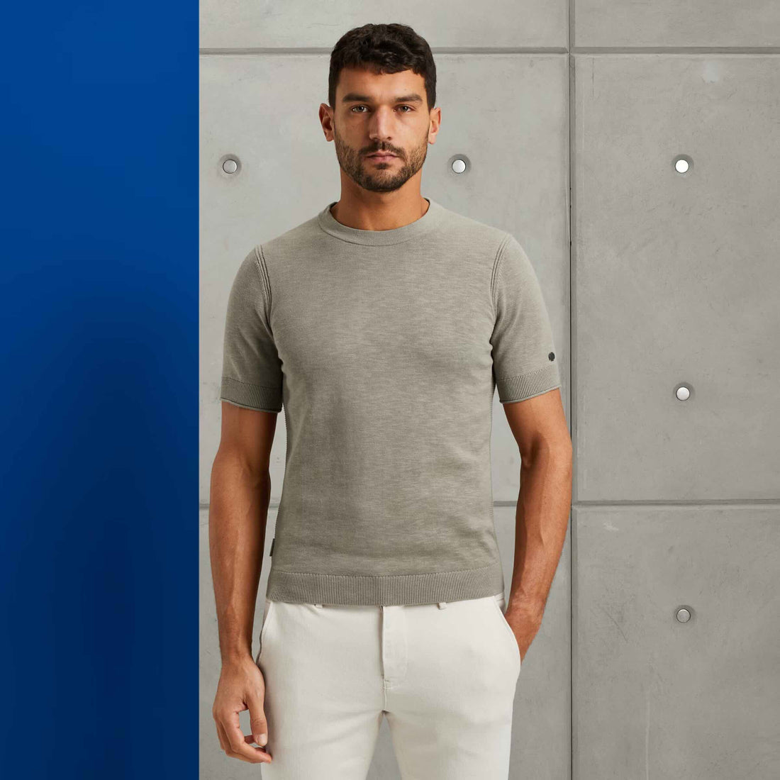 T-shirt met structuur - grijs