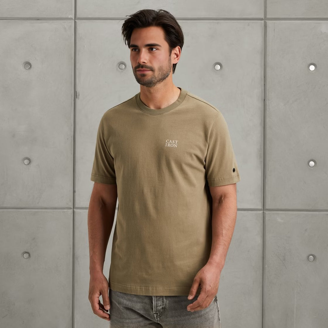 T-shirt met artwork - khaki