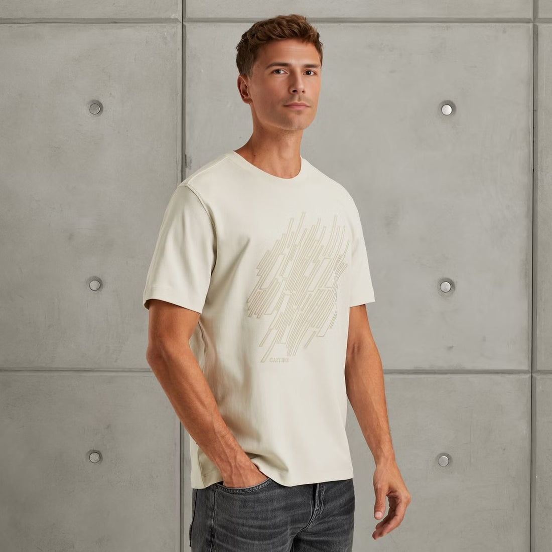 T-shirt met artwork - beige