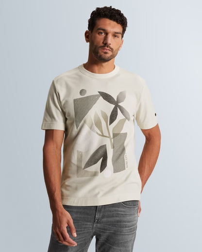 T-shirt met meerkleurig artwork - beige