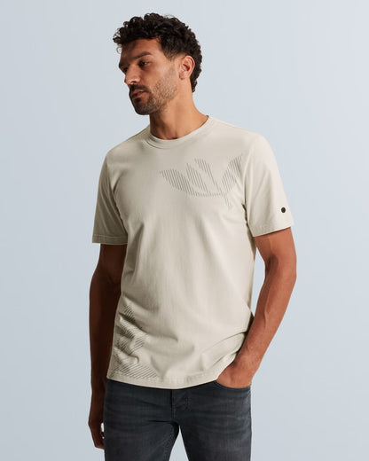 T-shirt met off-placed artwork - beige