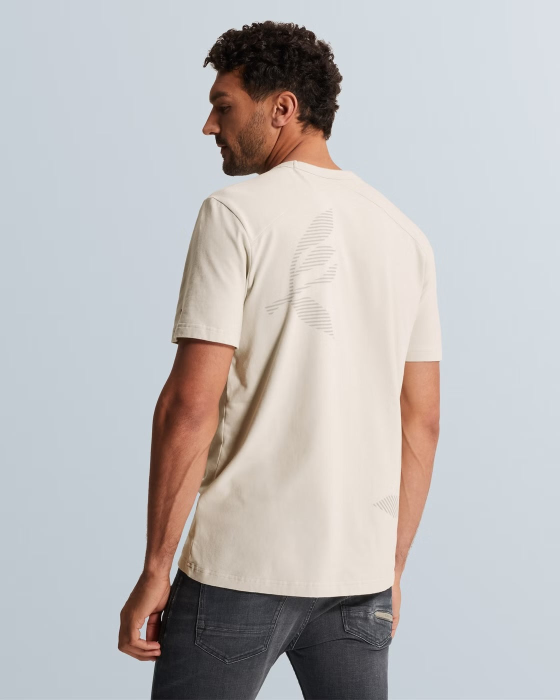 T-shirt met off-placed artwork - beige