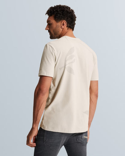 T-shirt met off-placed artwork - beige
