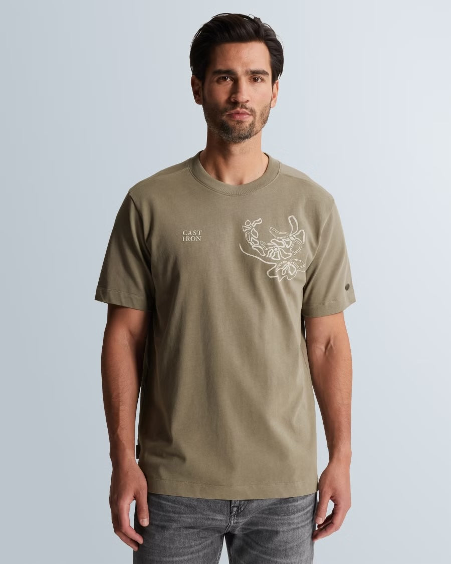 T-shirt van jersey met artwork - vetiver