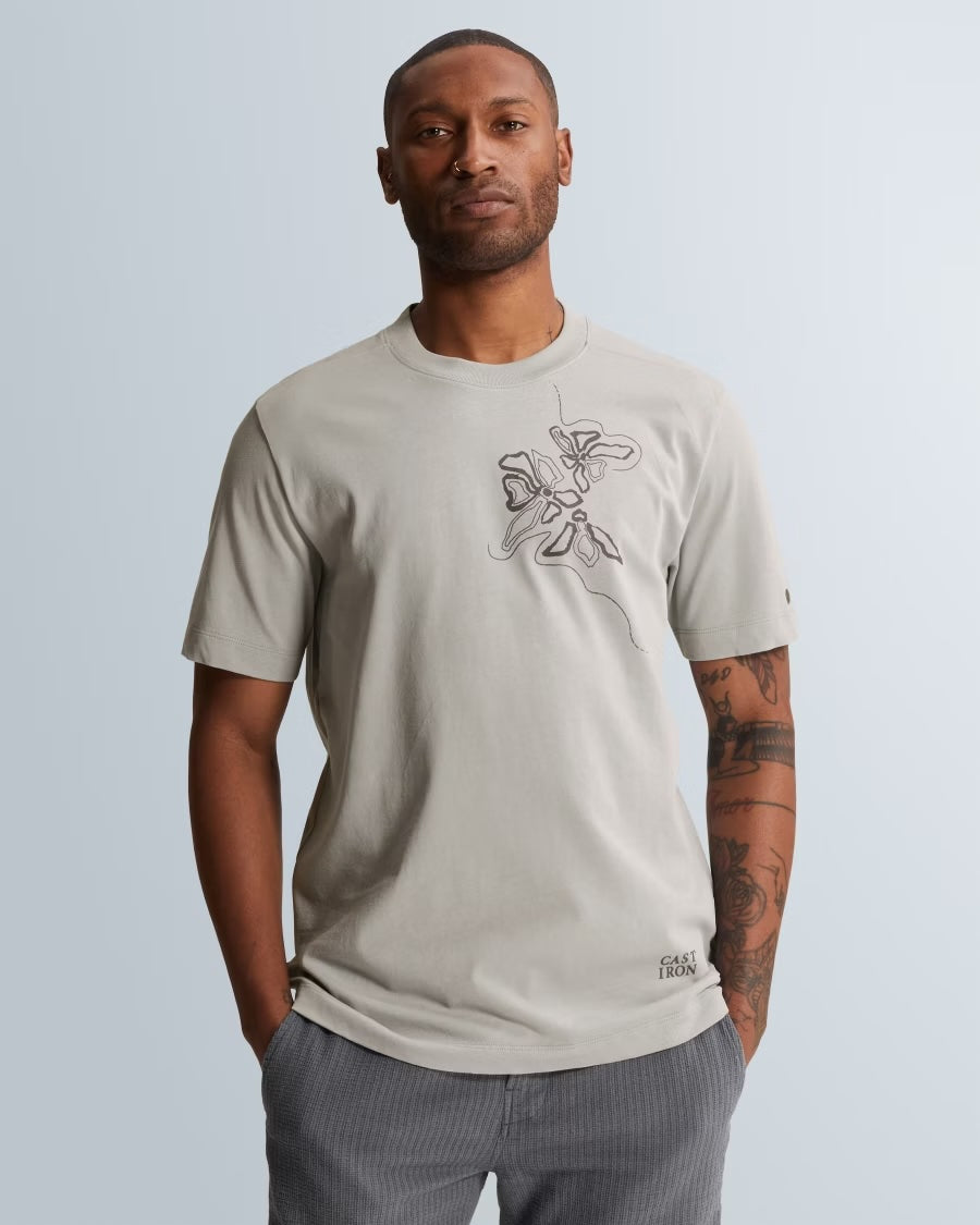 T-shirt van jersey met artwork - mirage grey