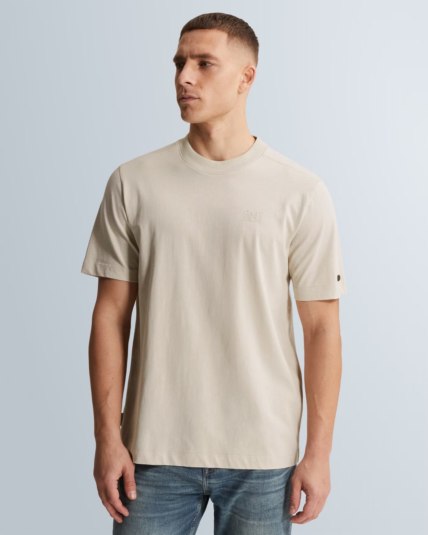 T-shirt jersey met artwork - beige
