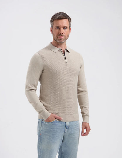 Trui EDUARD polokraag met rits - beige