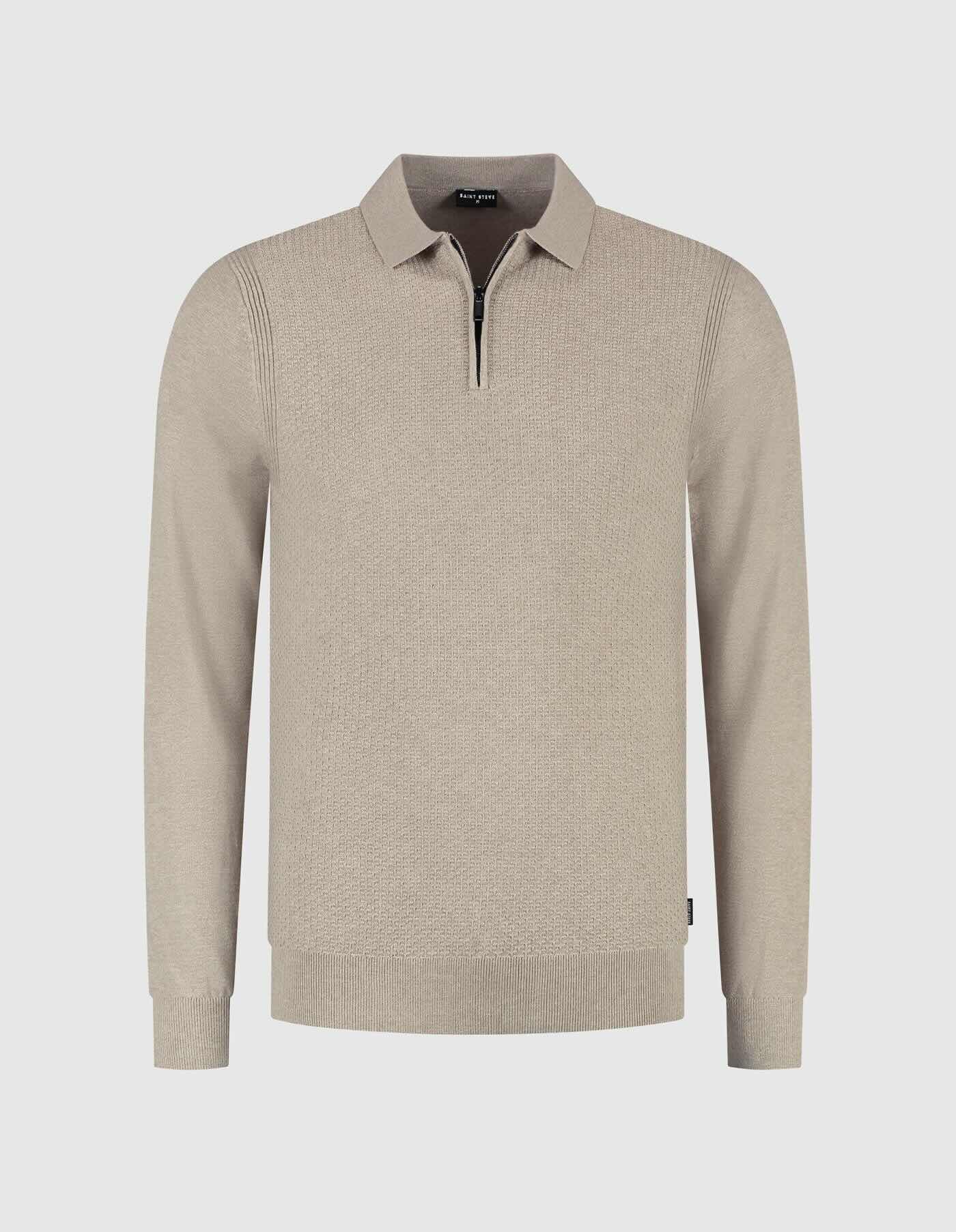 Trui EDUARD polokraag met rits - beige