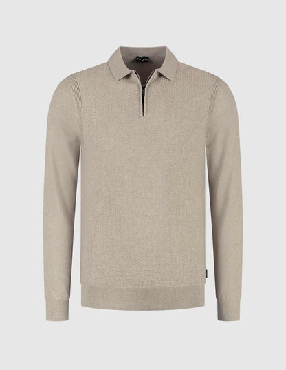 Trui EDUARD polokraag met rits - beige