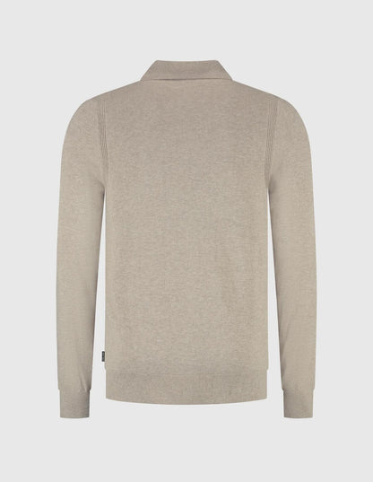 Trui EDUARD polokraag met rits - beige