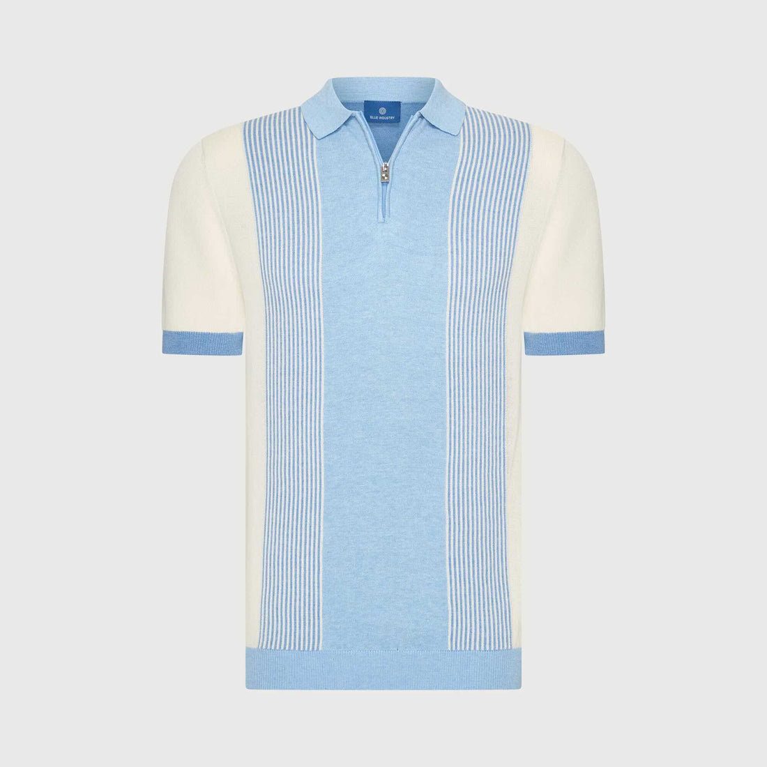 Polo knitted met quarter zip - blauw