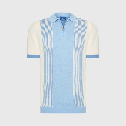 Polo knitted met quarter zip - blauw