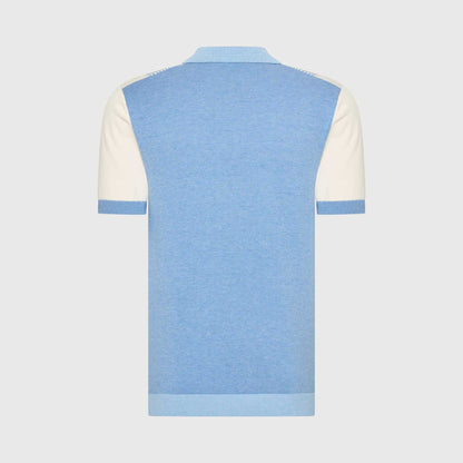 Polo knitted met quarter zip - blauw